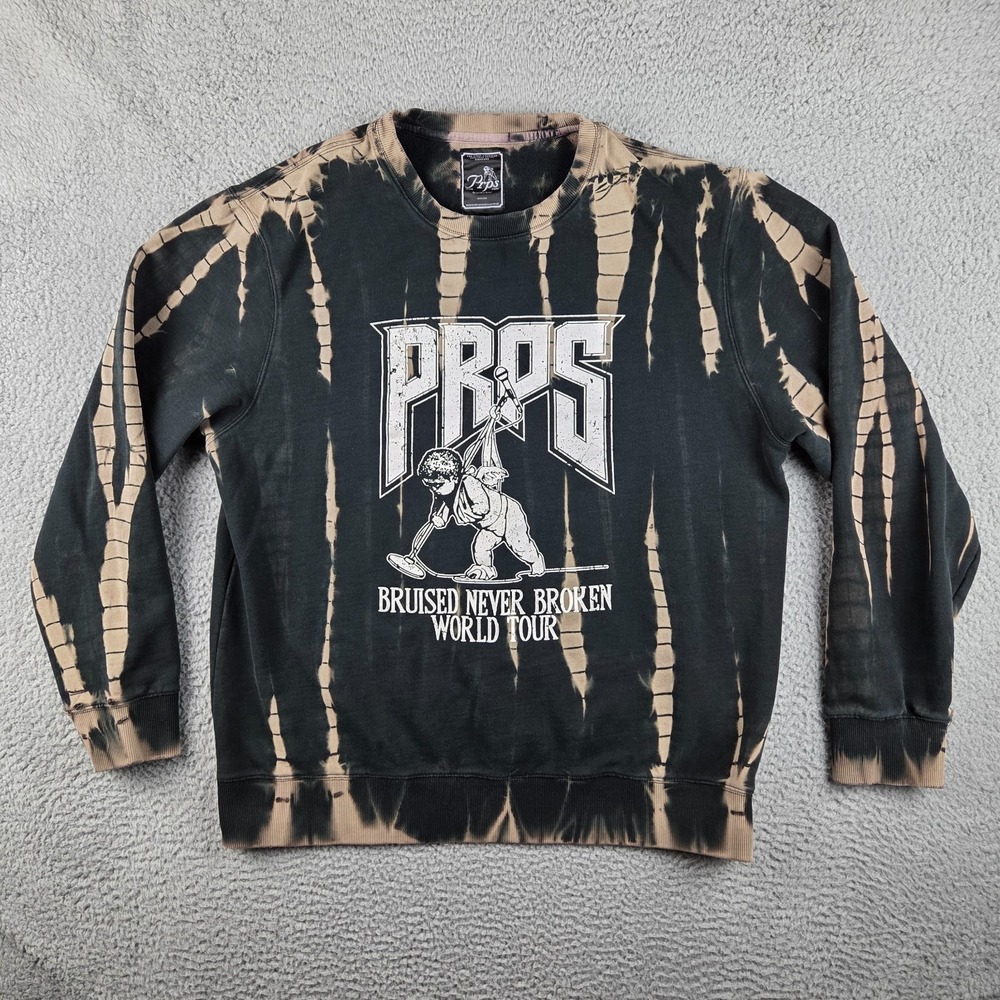 PRPS Bruised Never Broken World Tour Black‎ Crewneck Sweatshirt Mens 2XL